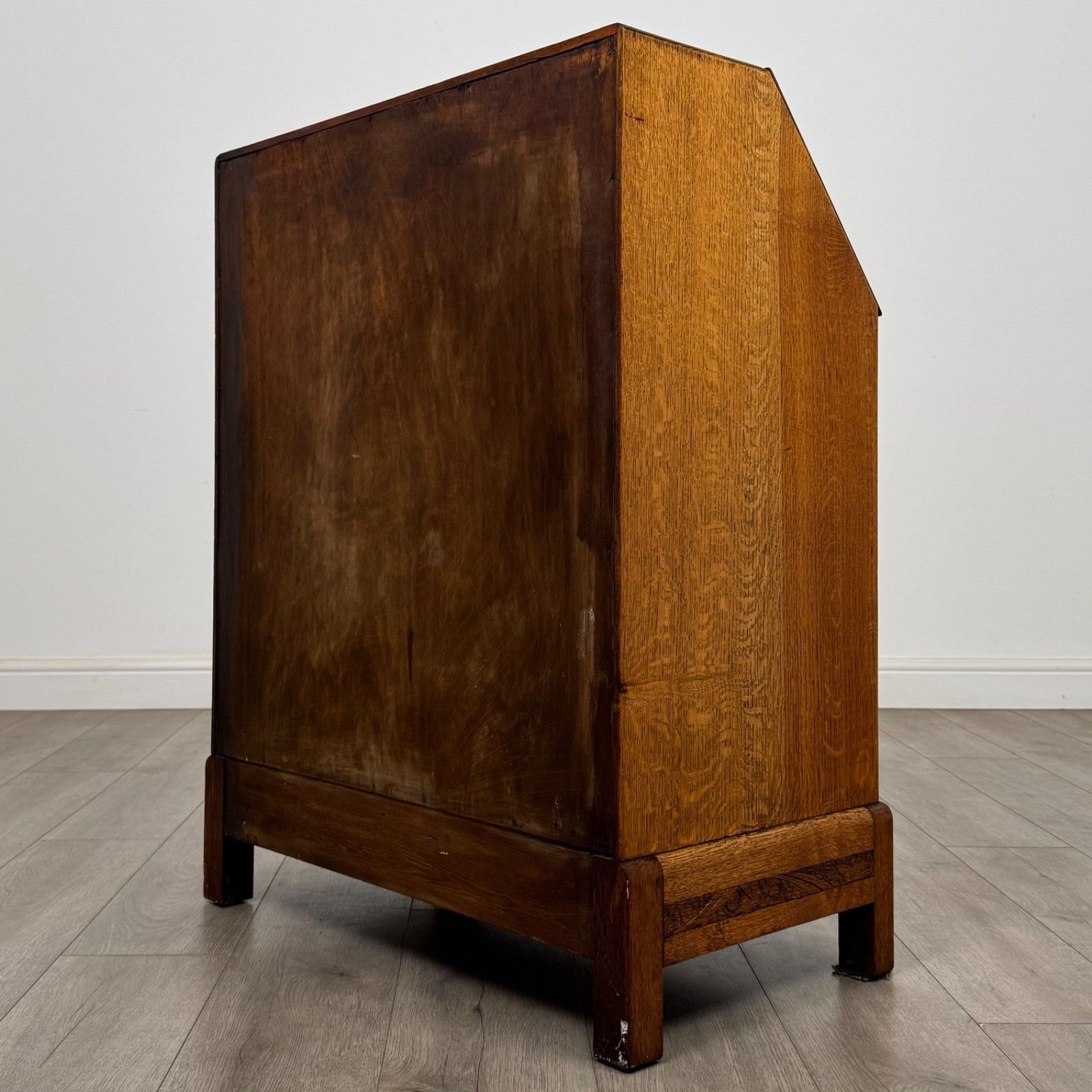 Antique 20th Century Art Deco Style Golden Oak Bureau ( Af 5497 ) photo buy