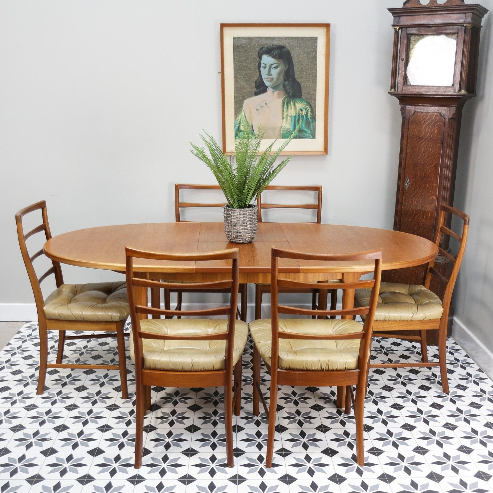 McIntosh Dining Table And Chairs In Teak. Table Extends 6 Standard Chairs photo for sale