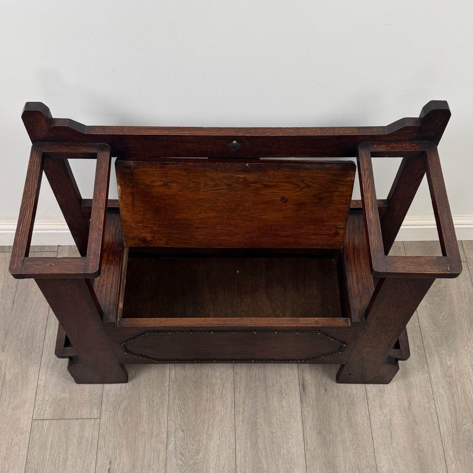 photo for sale Antique 20th Century Edwardian Hall Seat In Oak ( Af 5504 )
