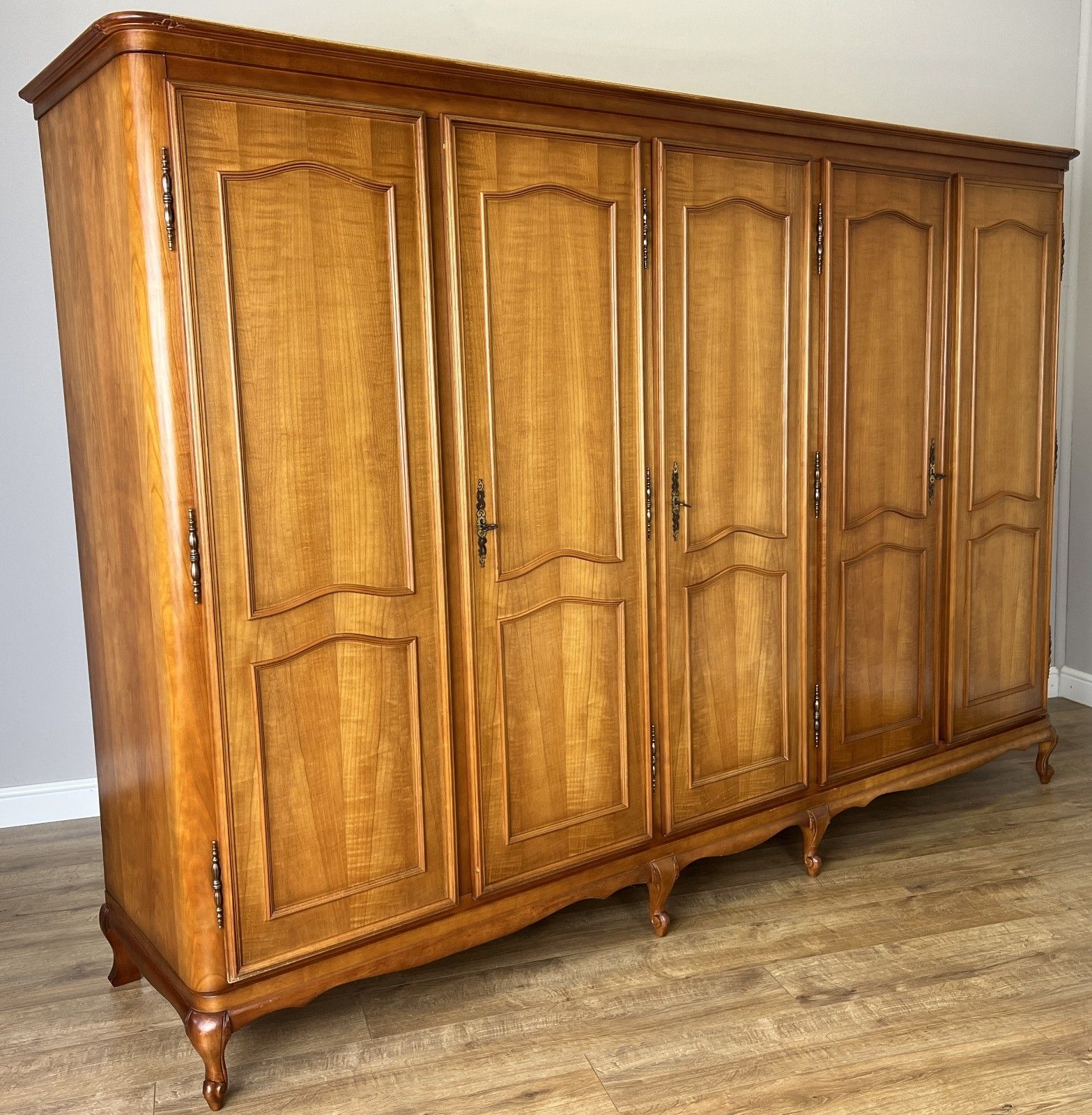 Furniture Wardrobe Vintage French Louis XVI Style Five Door Carved Armoire Lot 4985 photo