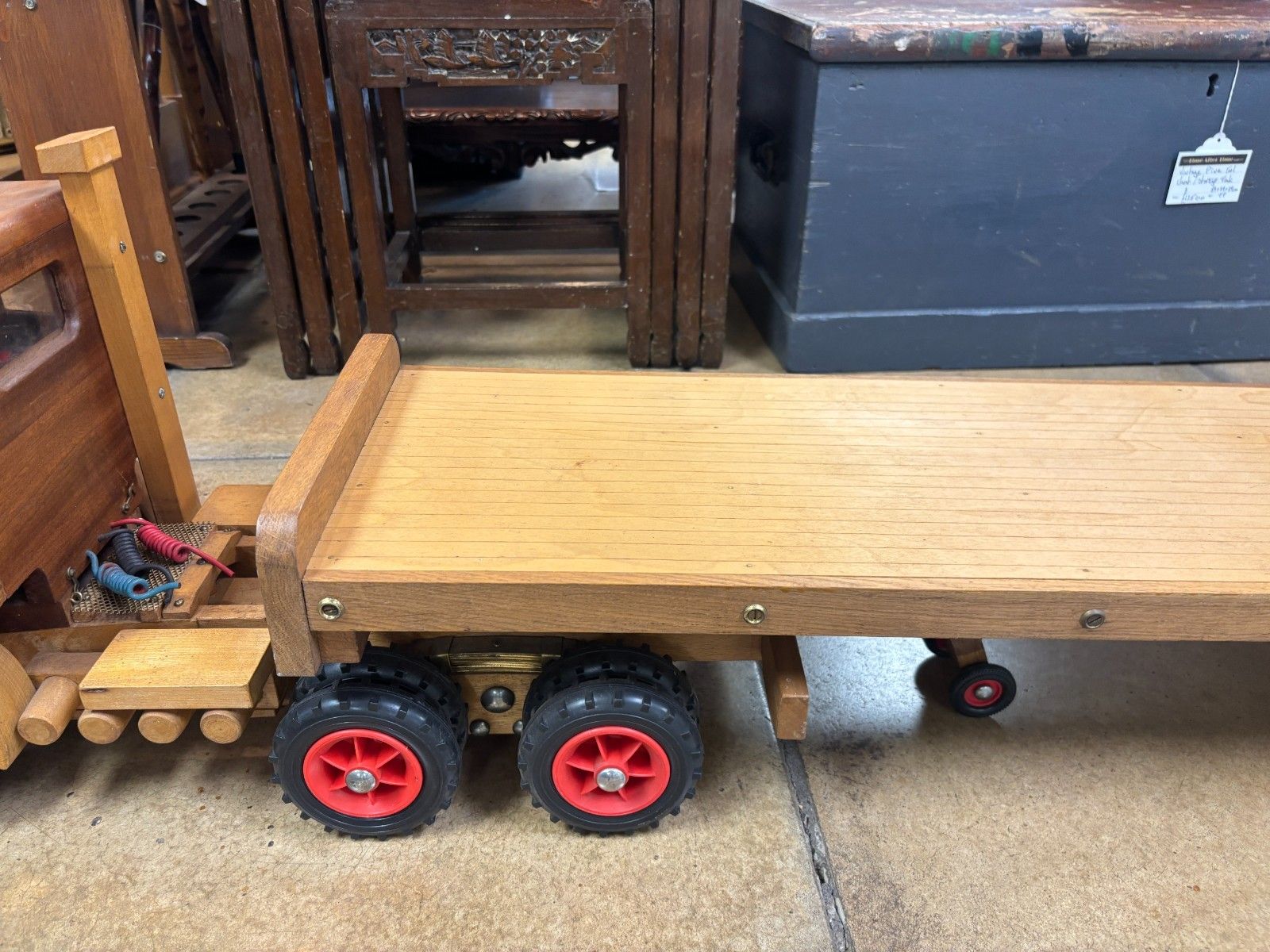 Vintage Large Hand Made Model Of Articulated Lorry & Flatbed Scania 143 photo for sale