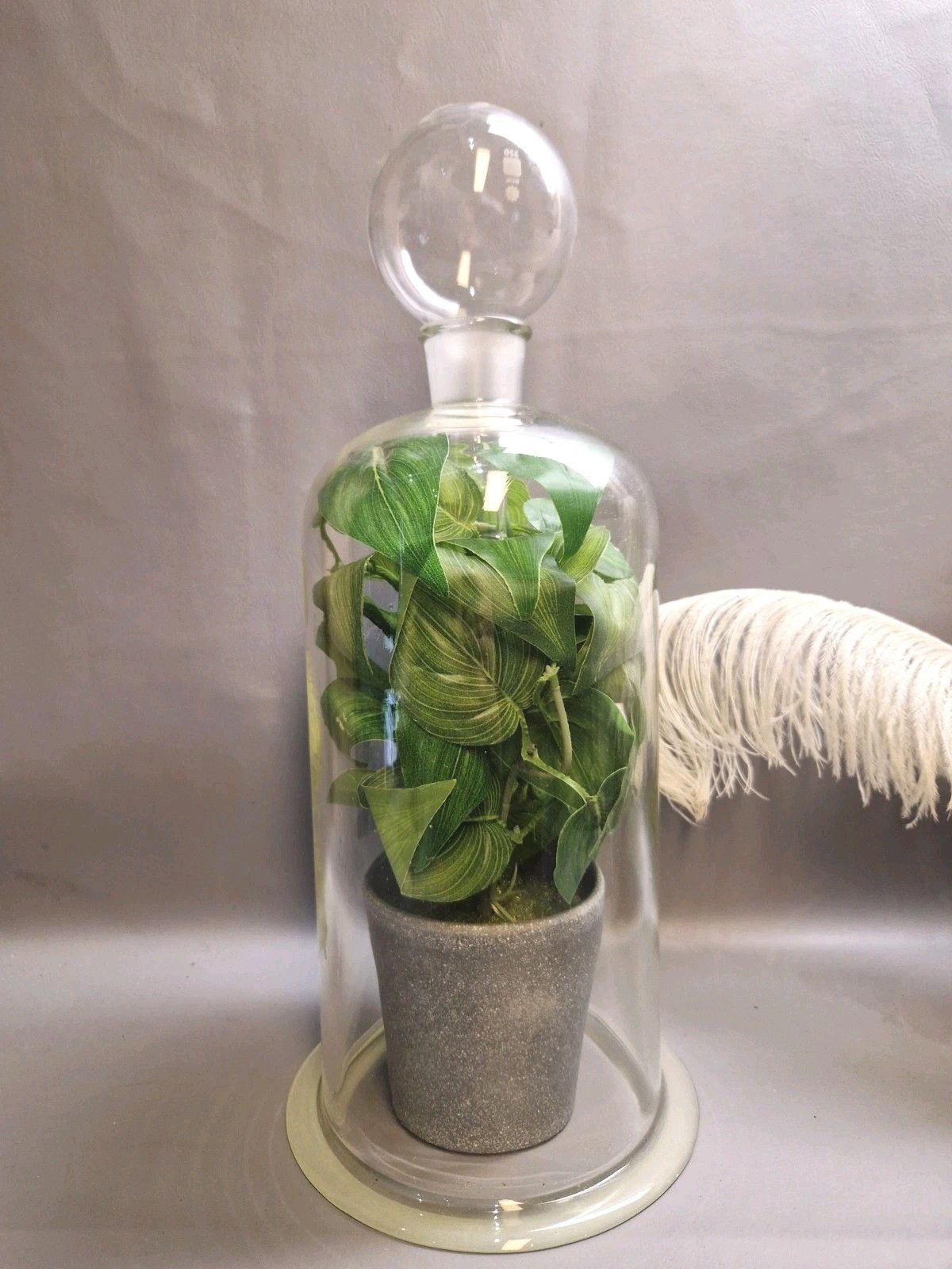 Vintage Pyrex Large Cloche And Stopper Plant Greenhouse Display Heavy Glass