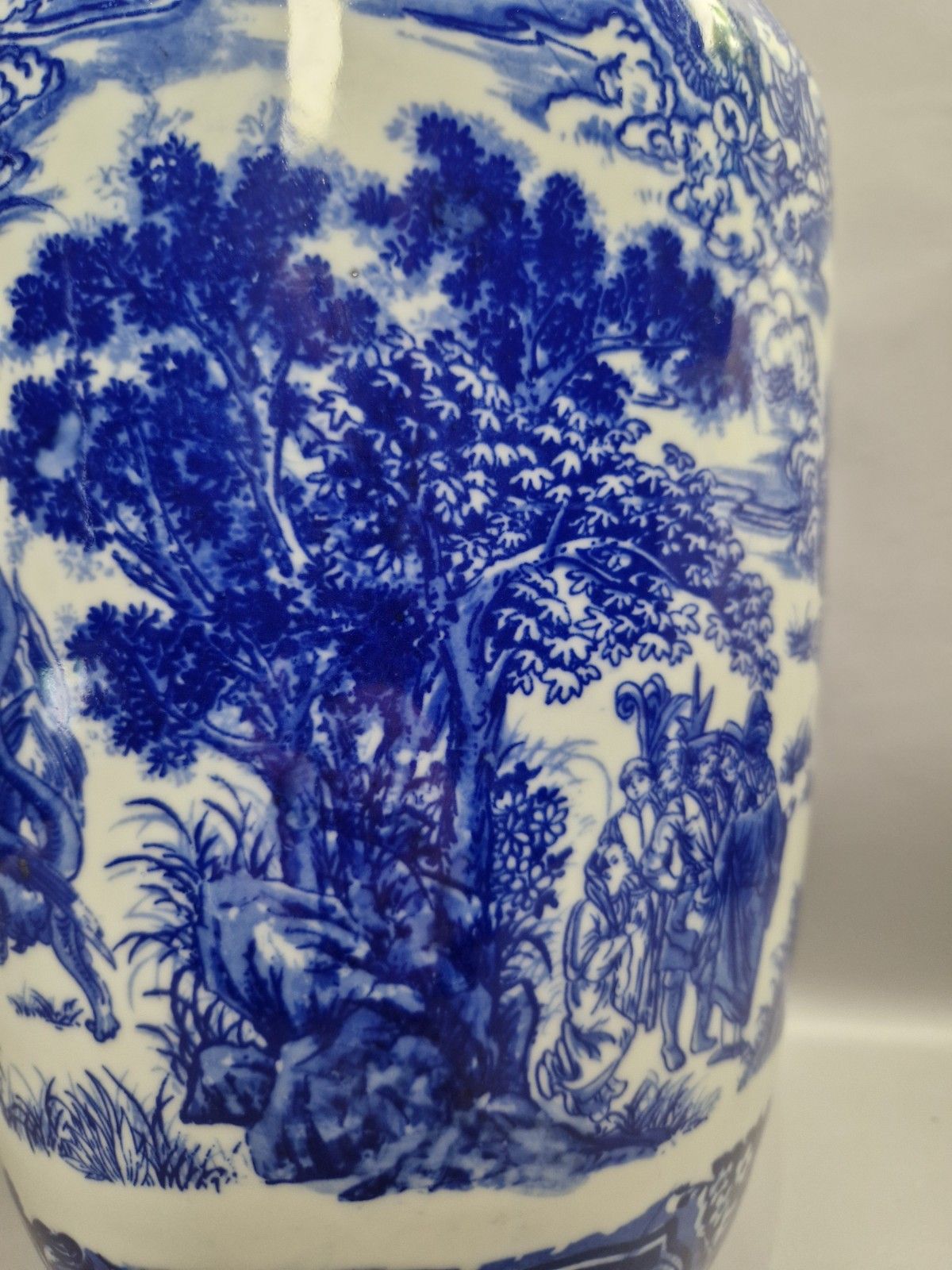 photo for sale Tall Blue And White Vase Angels 5 Headed Serpent Very Decorative Marked P