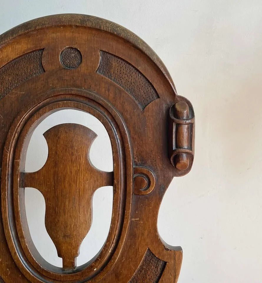 Victorian Oak Shield Back Hall Chair photo furniture