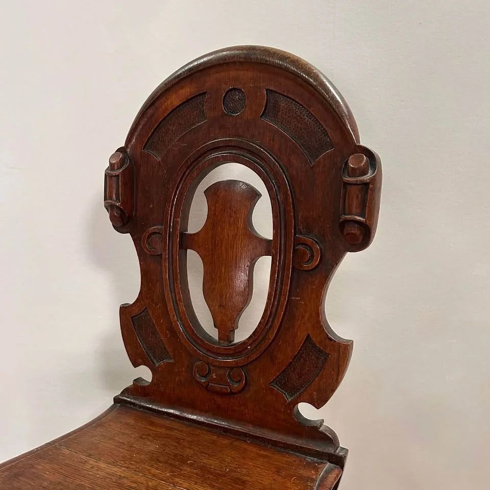 Victorian Oak Shield Back Hall Chair photo for sale