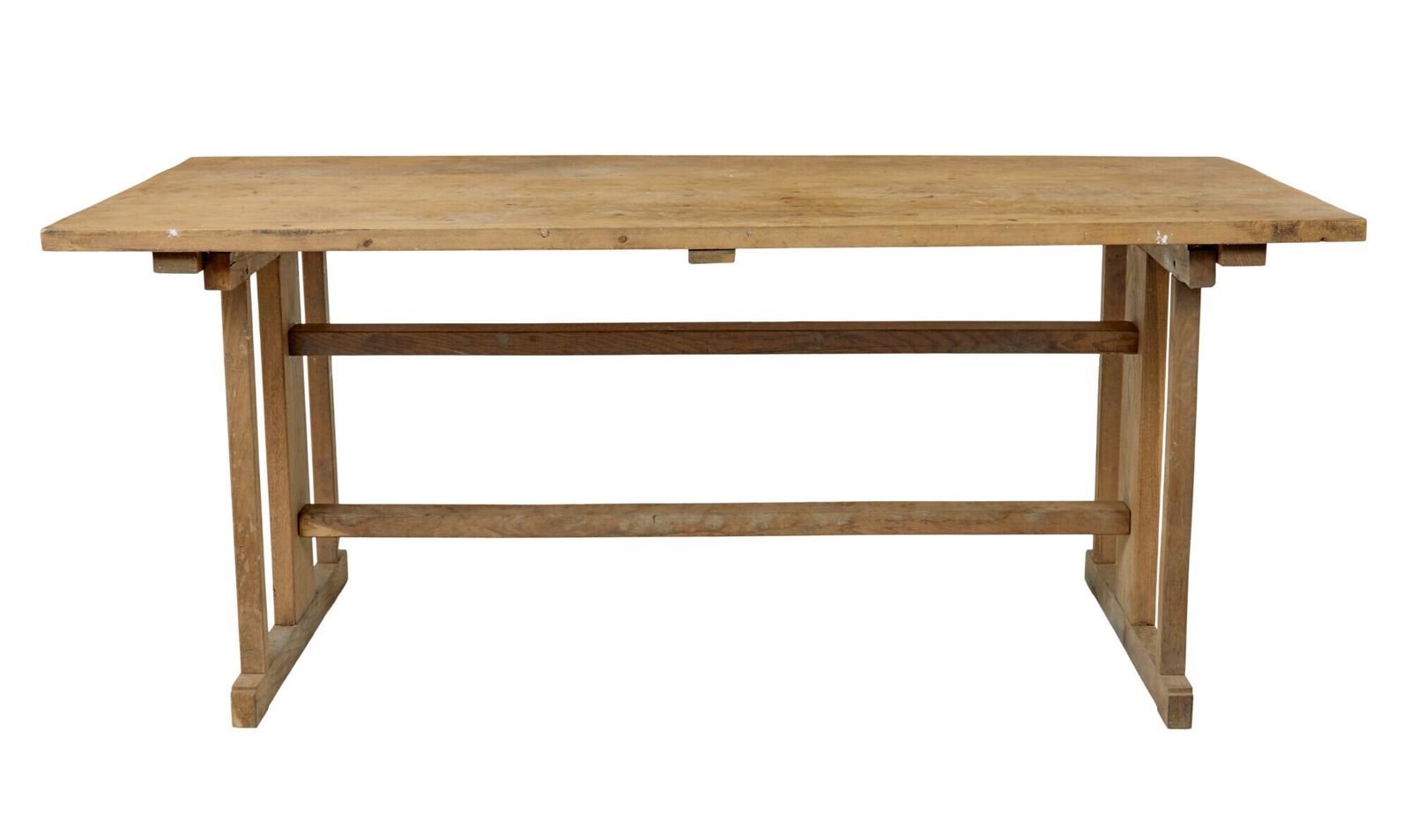 19th Century Swedish Oak And Pine Trestle Table photo for sale