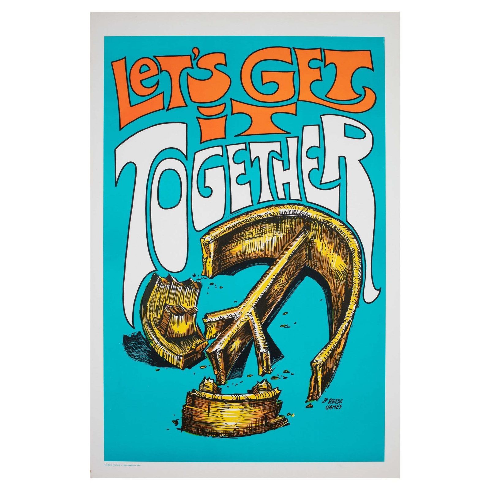 Let's Get It Together 1970s American Ban The Bomb Cnd Political/Protest Poster