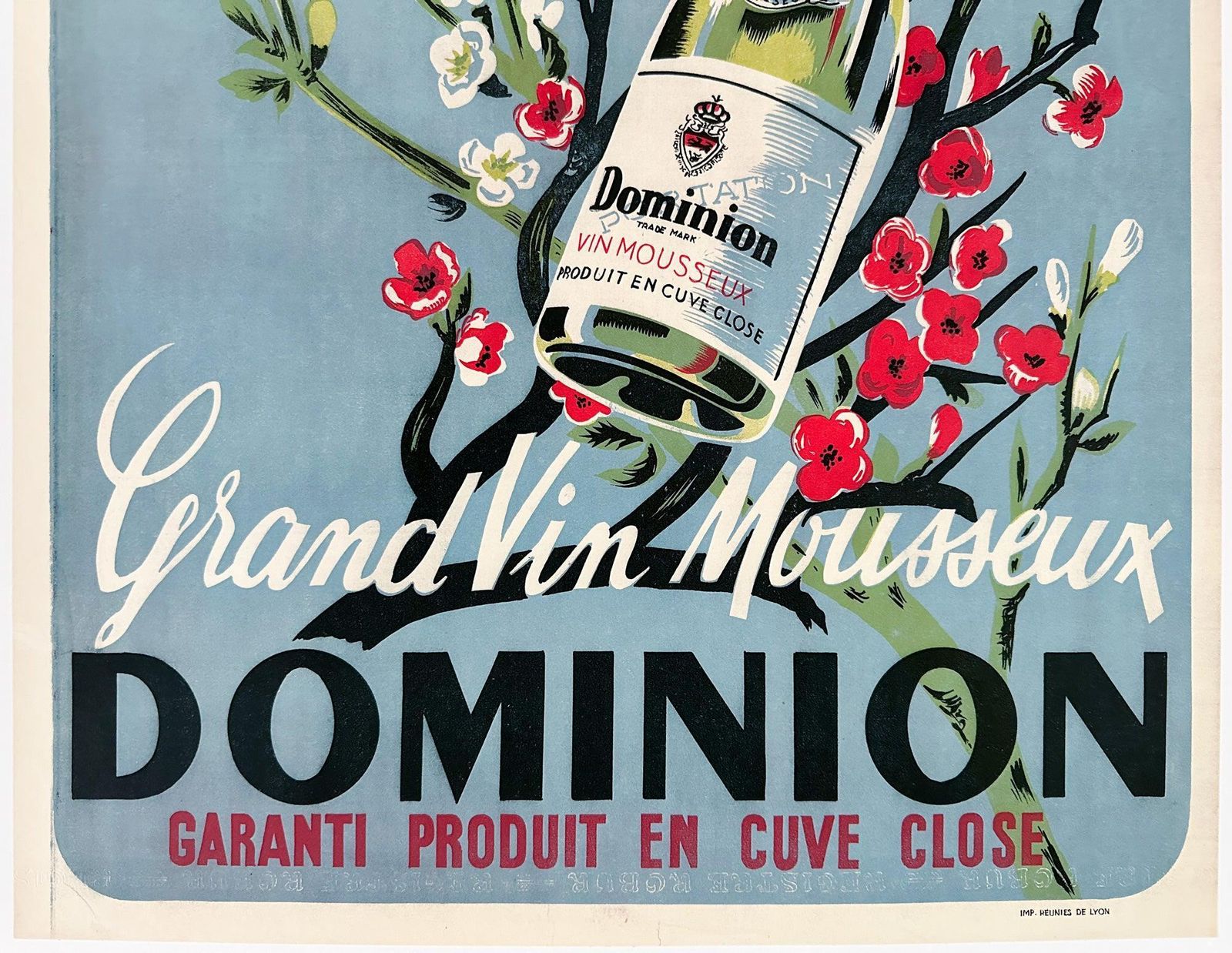 Grand Vin Mousseux Dominion ca. jaren 1950 Franse alcoholadvertentieposter, Ober photo Kunst