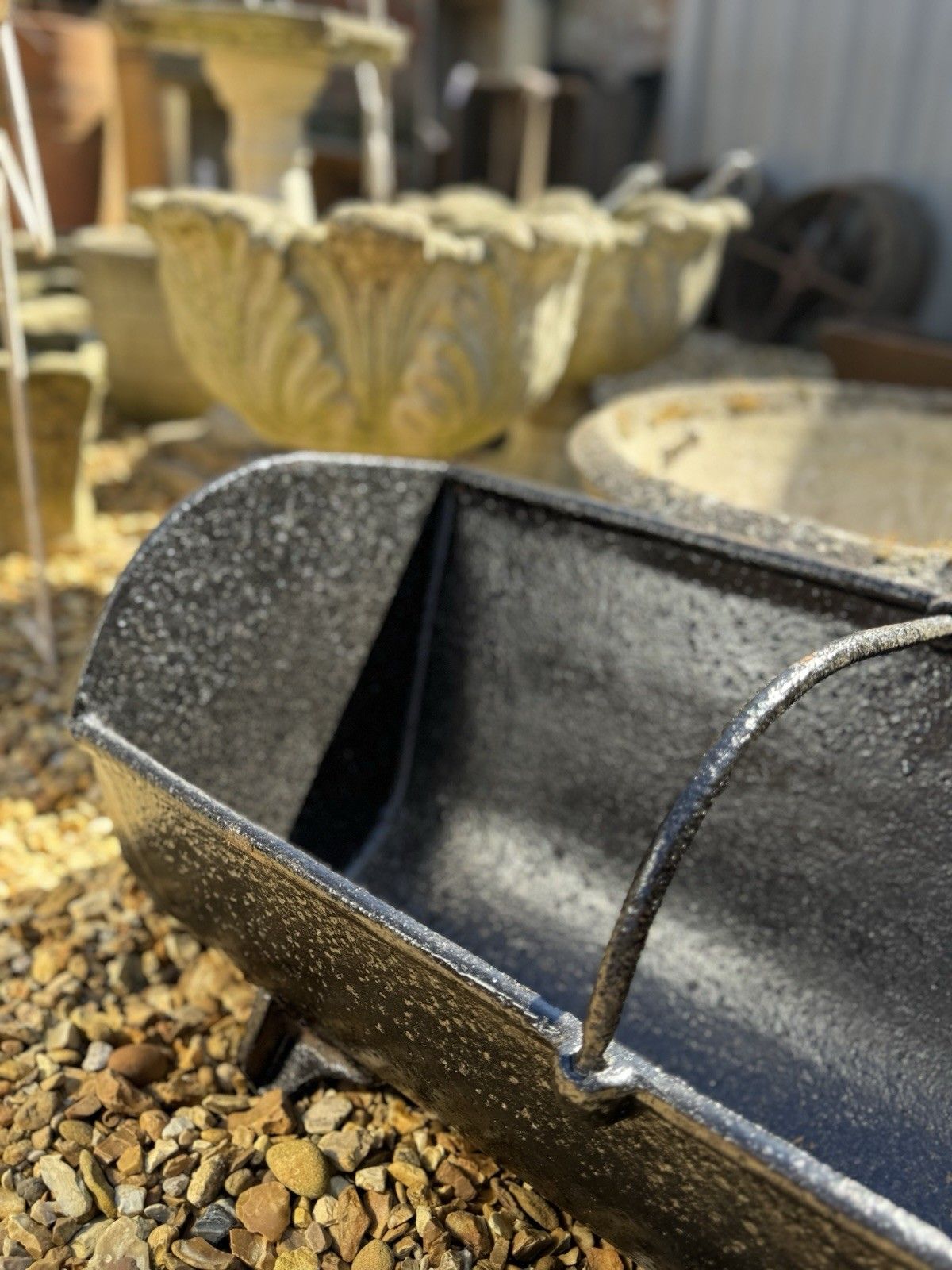 Antique Black Cast Iron Trough Feeder / Garden Planter Plant Pot / Log Holder photo for sale