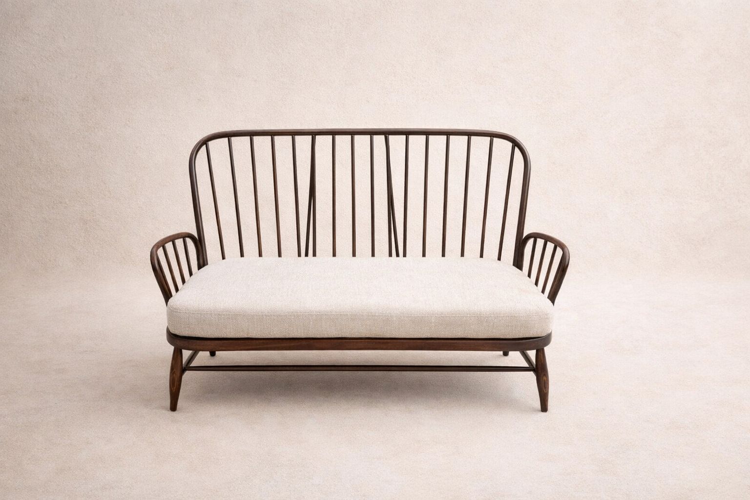 Pair Of Vintage Ercol Windsor Two Seater Sofas In Linen Upholstery photo for sale