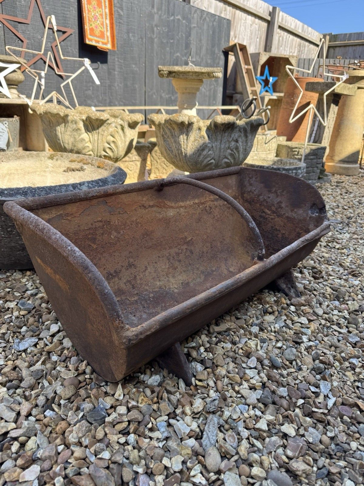 Antique Cast Iron Trough Feeder / Garden Planter Plant Pot / Log Holder Rustic photo 175.0