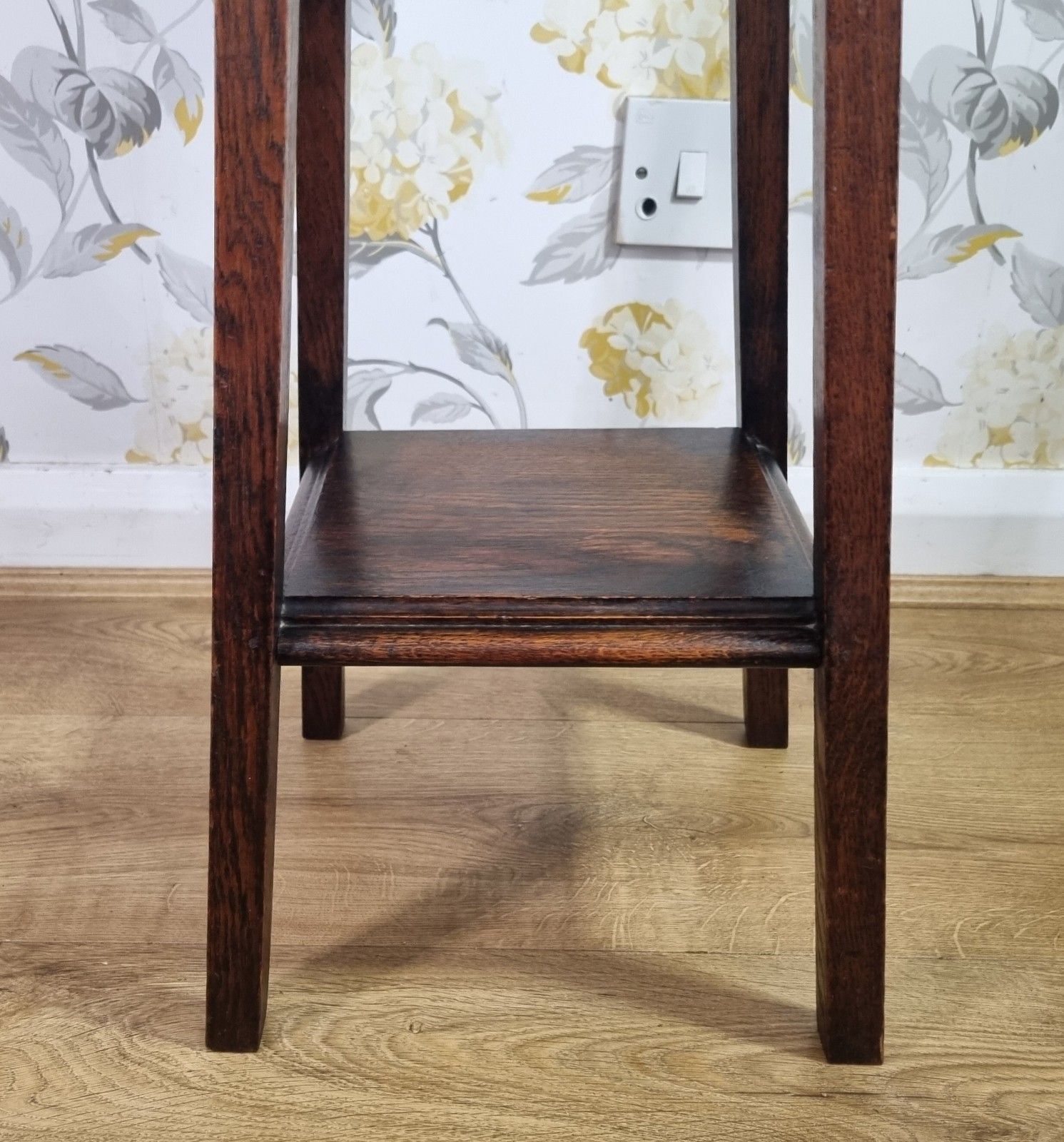 Antique Oak Arts And Crafts Plant Stand Torchere Dark Patina Lamp Side Table photo buy
