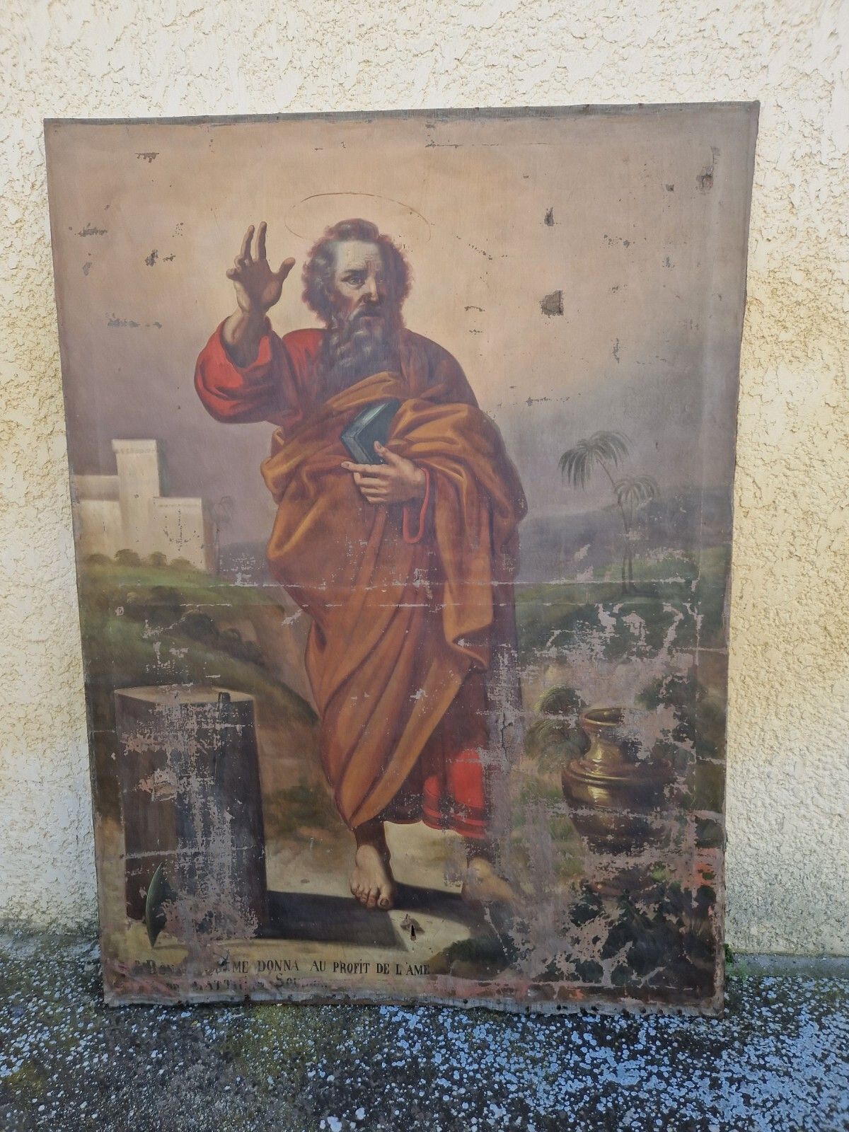 Art Antique Large Oil Painting Saint Matthias The Apostle 18th Century photo