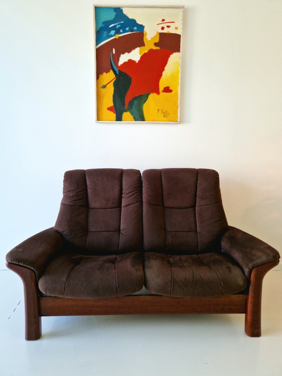 Vintage Ekornes Sofa Stressless Reclining Mid Century Norway Designer 1970s