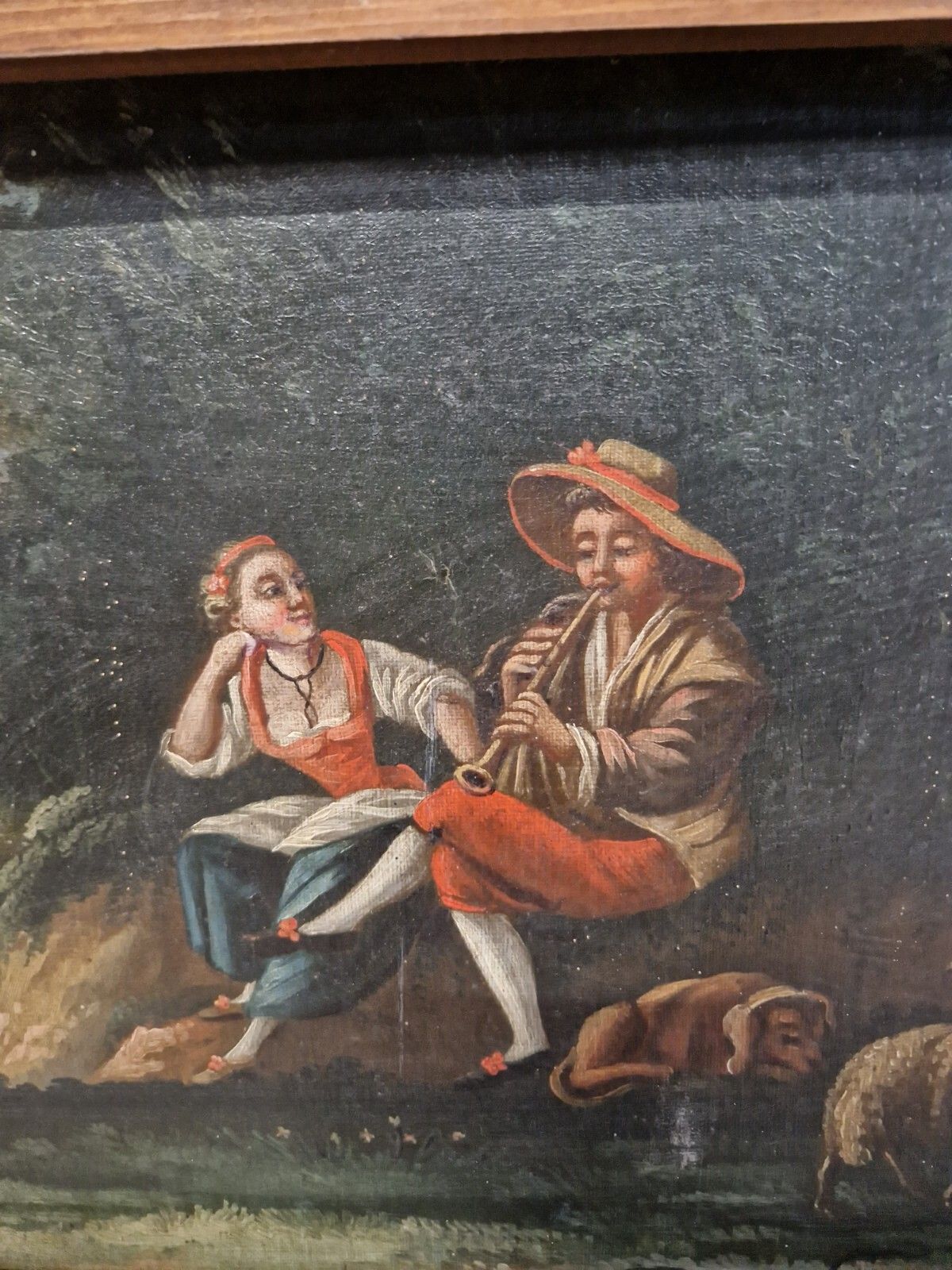 19th Century Oil Painting Rare  Double Sided photo vinterior