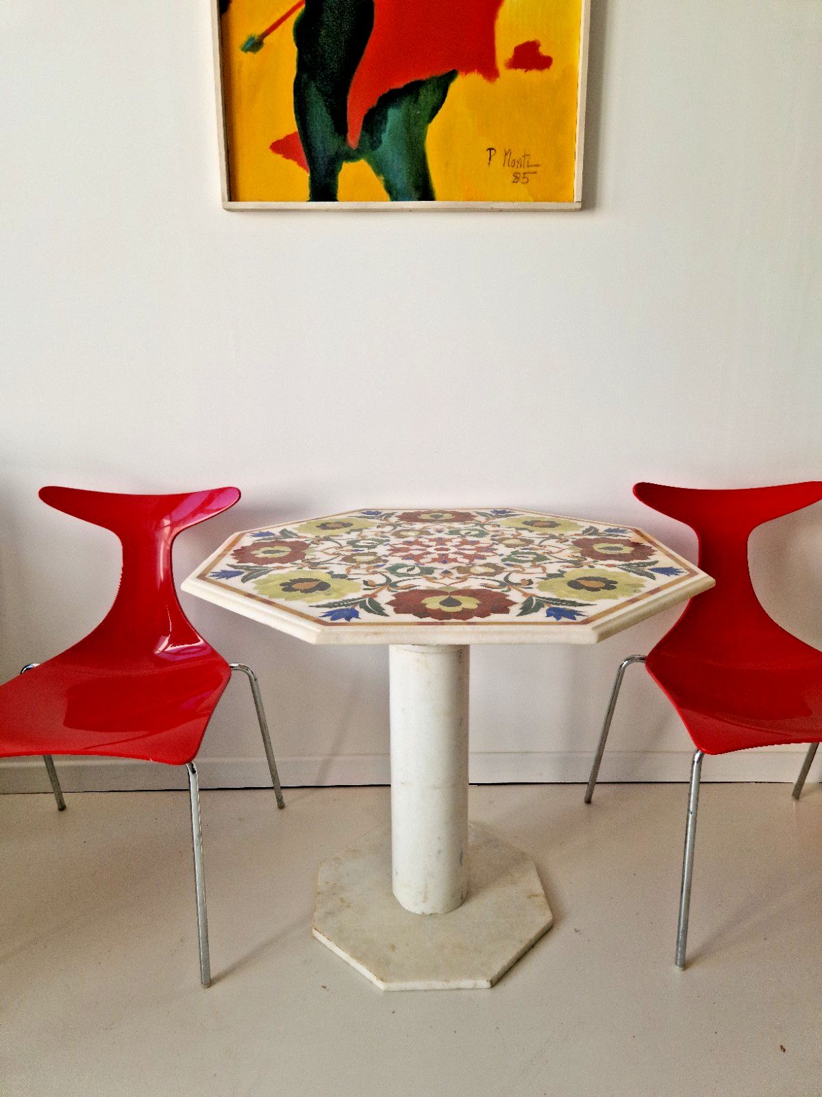 photo buy Post Modern Italian Marble Table Pietra Dura With Floral Inlays Interior Design