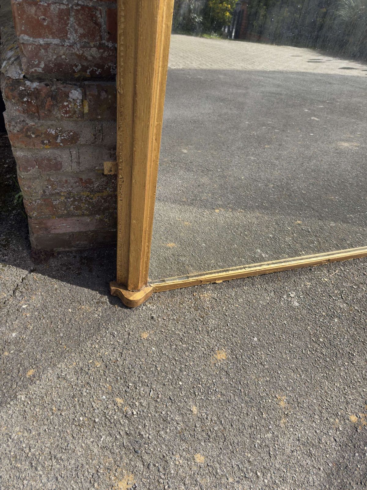 An Exceptional Large Antique English 19th C Arched Top Gilt Overmantle Mirror. photo for sale