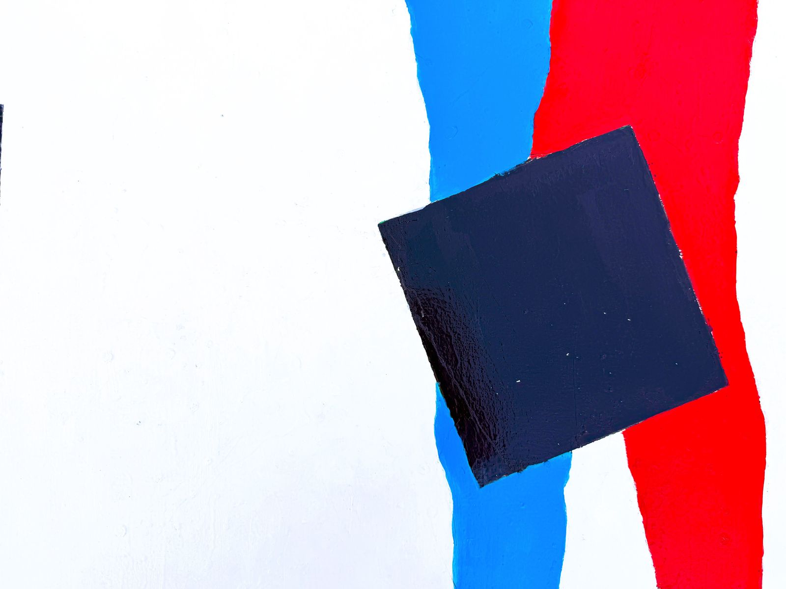 Peinture abstraite géométrique minimaliste rouge, bleu, noir, Méditerranée, huile sur toile, 2005, par Antonio Pérez Portabella photo buy