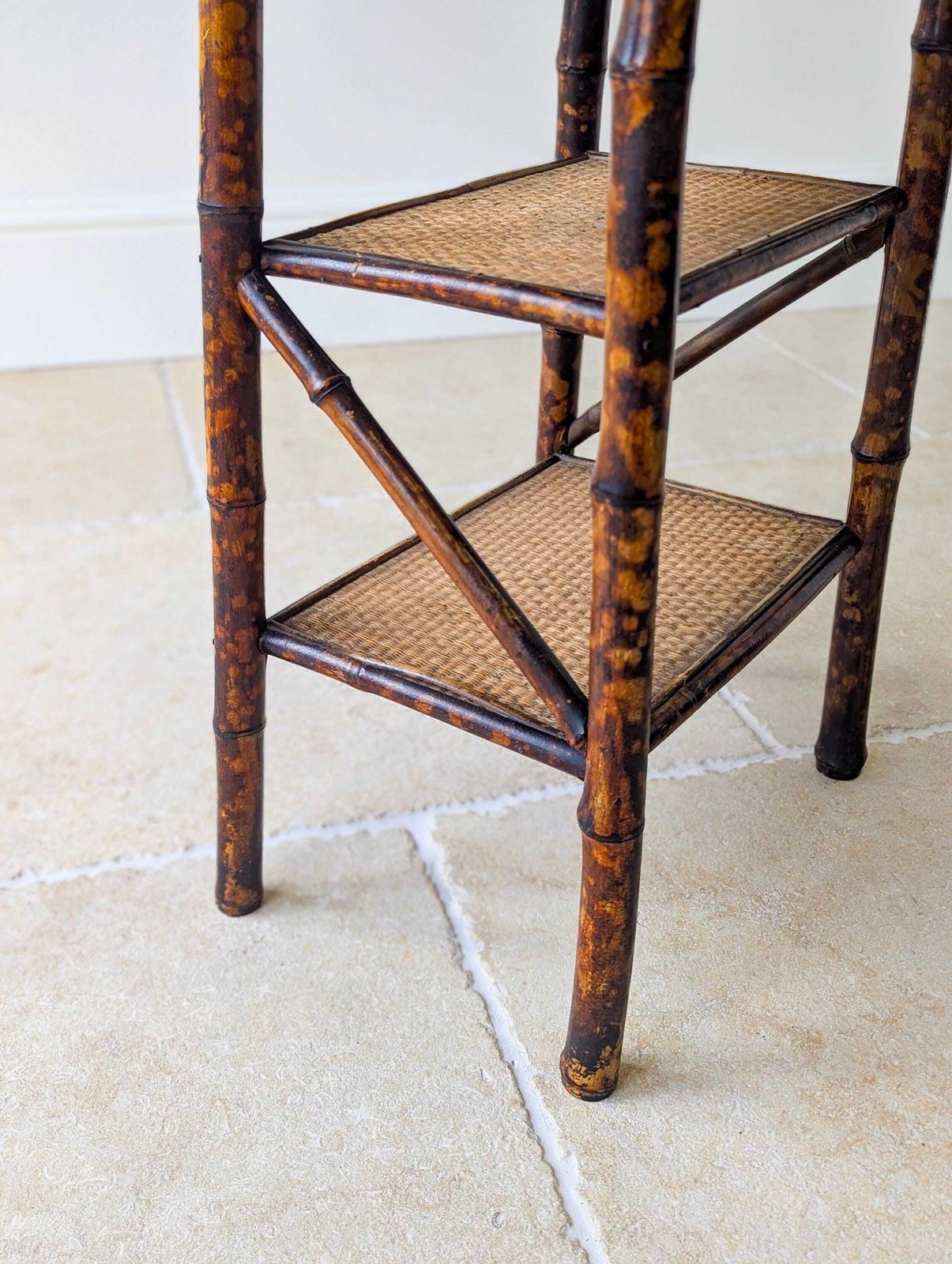 photo furniture Antique Victorian Bamboo Three Tier Occasional Table C.1890
