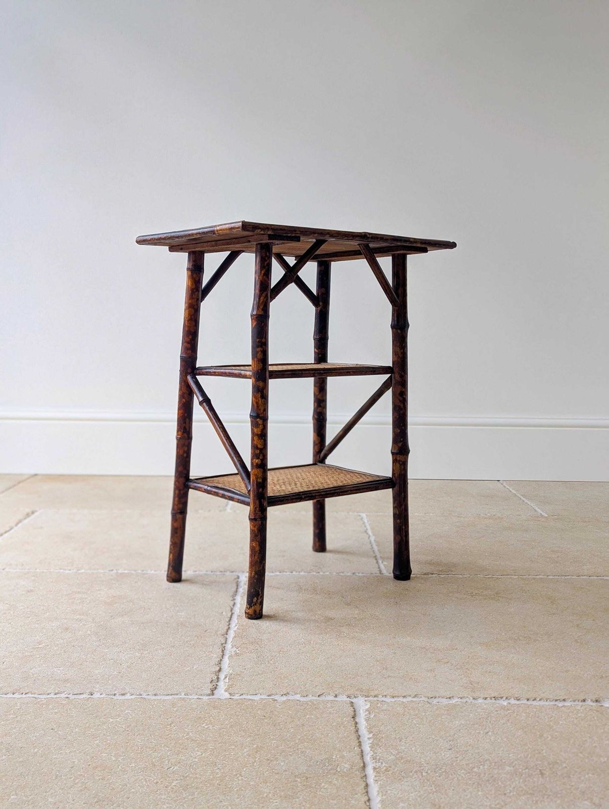 photo for sale Antique Victorian Bamboo Three Tier Occasional Table C.1890