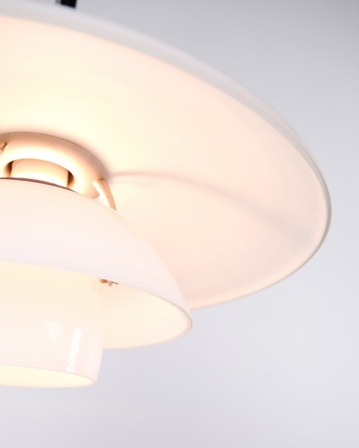 Ph 4½ 4 Pendant In White Opal Glass And Chrome, Poul Henningsen For Louis Poulsen photo Lighting