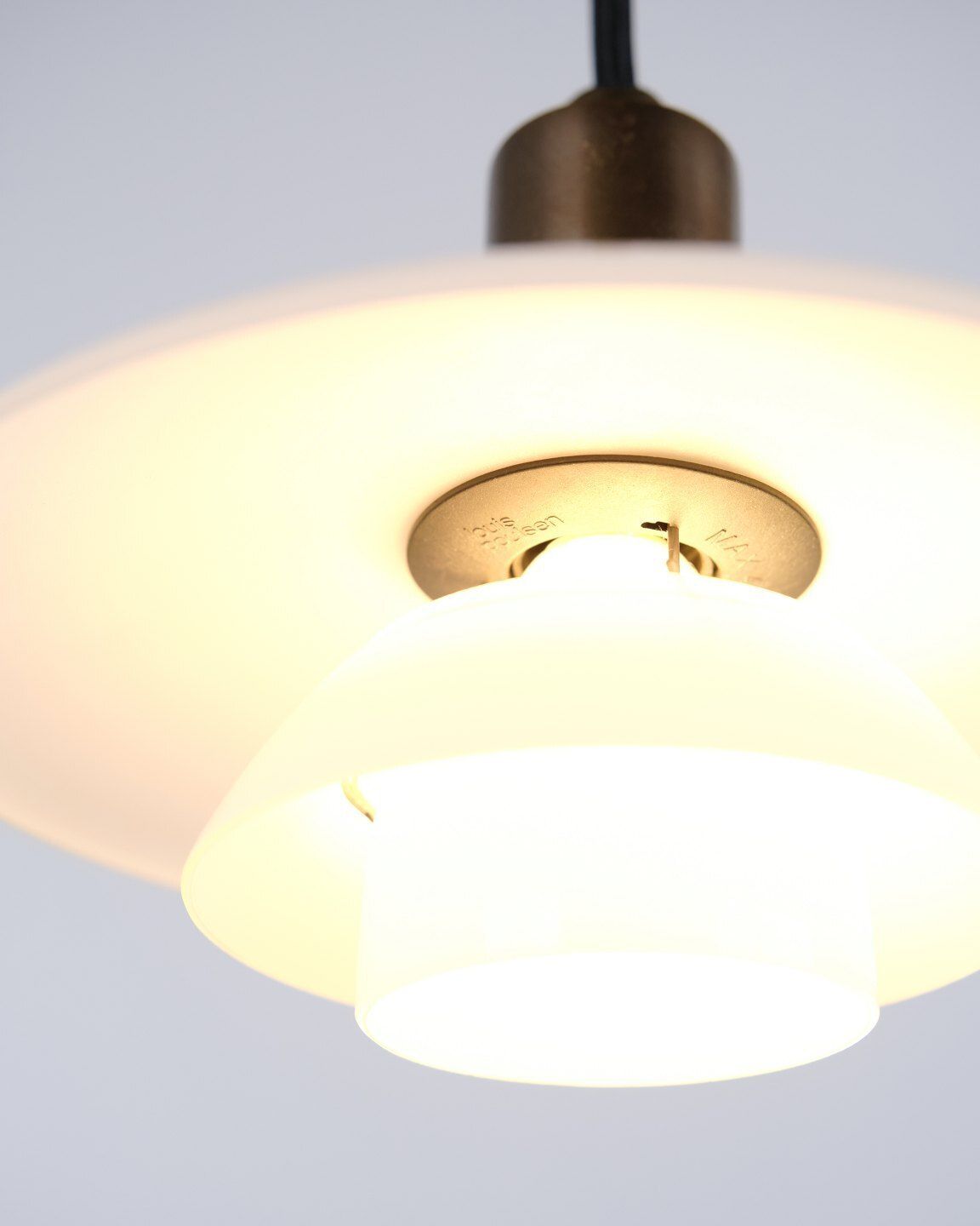 Poul Henningsen Pendant Lamp Model Ph 2/1 In Burnished Brass And Opal Glass For Louis Poulsen photo buy