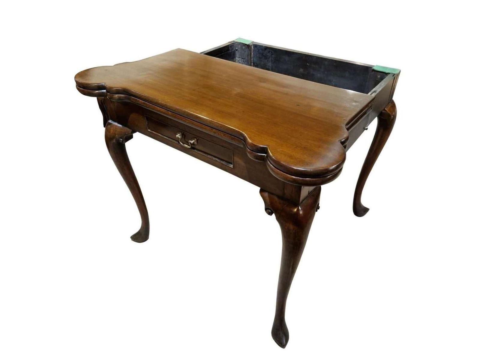 Fine George II Mahogany Concertina Action Card Table With Drawer, C.1750 photo furniture