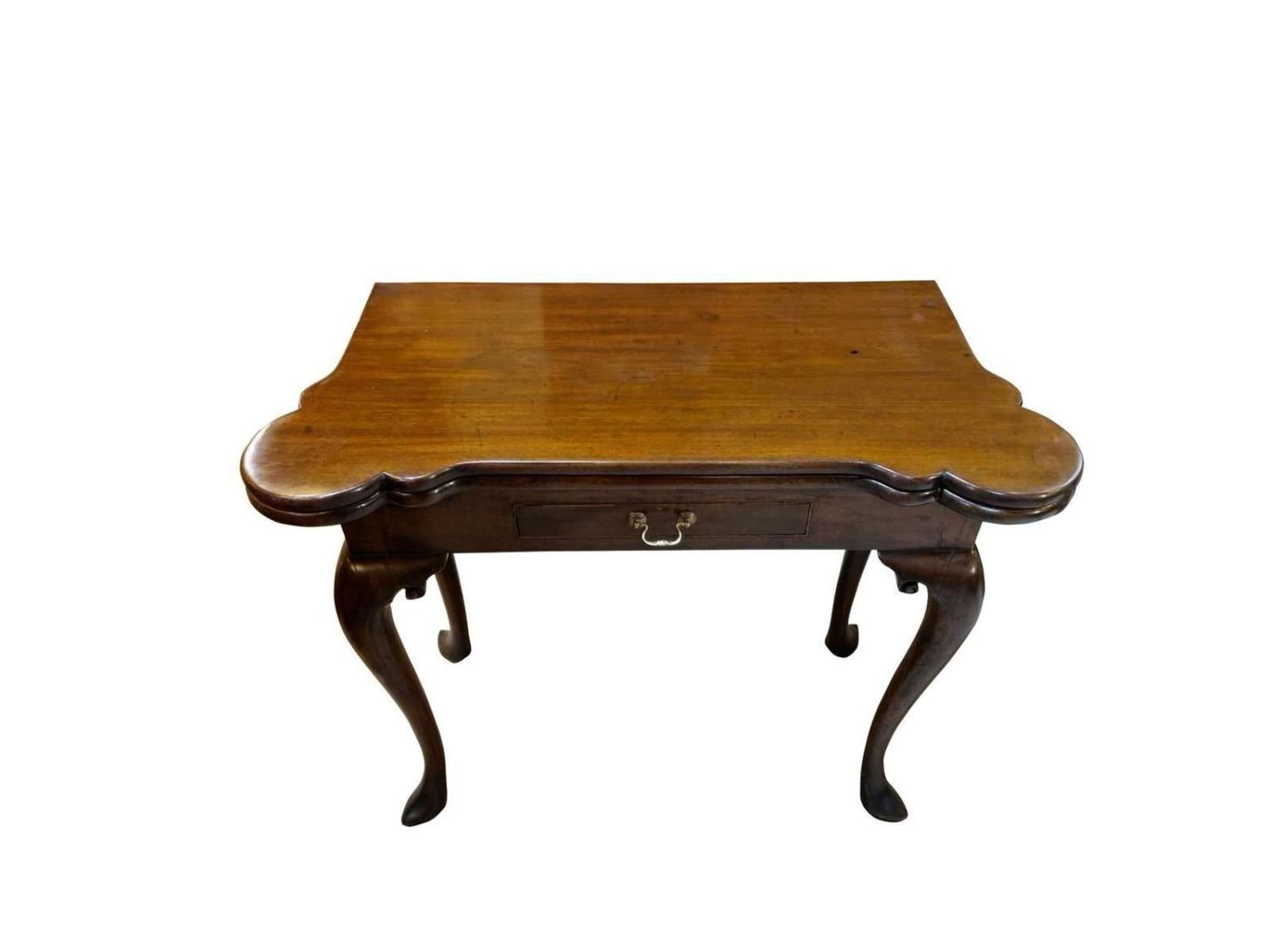 Fine George II Mahogany Concertina Action Card Table With Drawer, C.1750 photo for sale