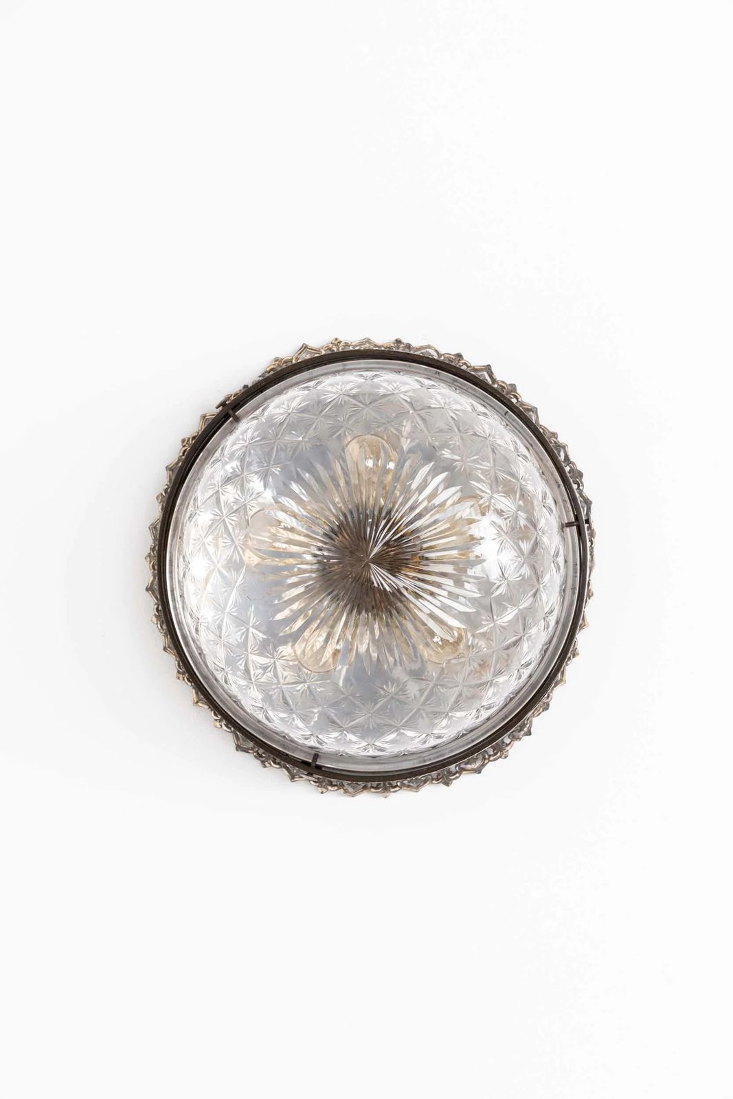 Xl Edwardian Silver Plated Cut Glass Ceiling Light photo Lighting