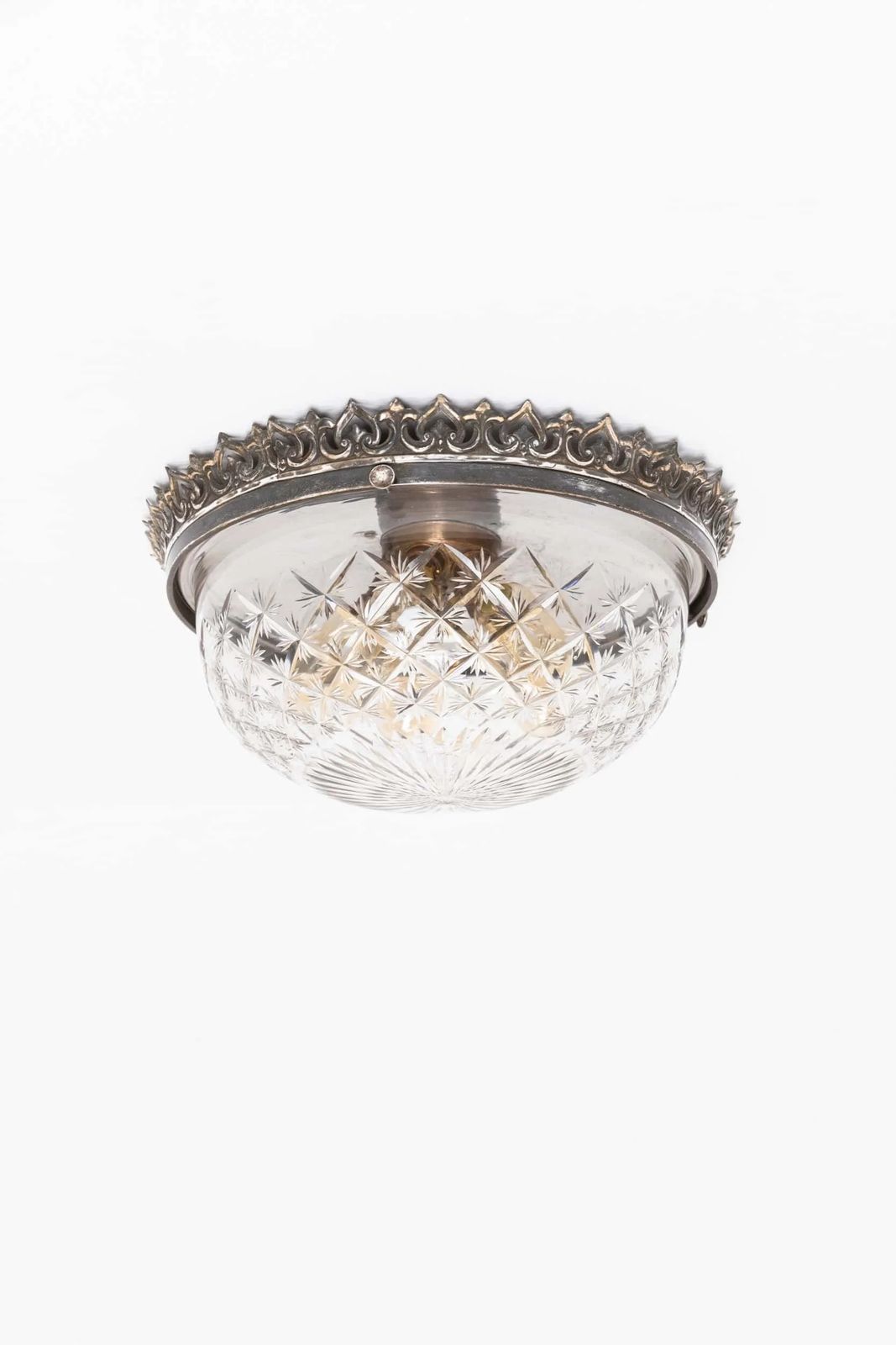 Xl Edwardian Silver Plated Cut Glass Ceiling Light photo buy