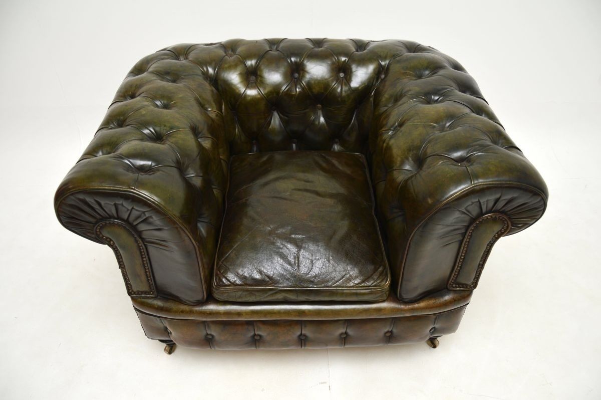 Antique Victorian Leather Chesterfield Armchair photo Furniture