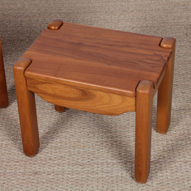 Pair Of Solid Elm Bedside Tables Dating From The 1980s photo furniture