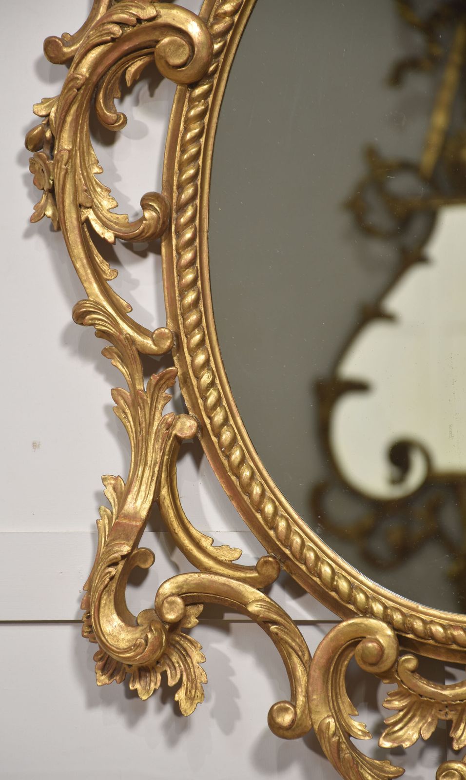 Giltwood Rococo Revival Oval Wall Mirror photo buy