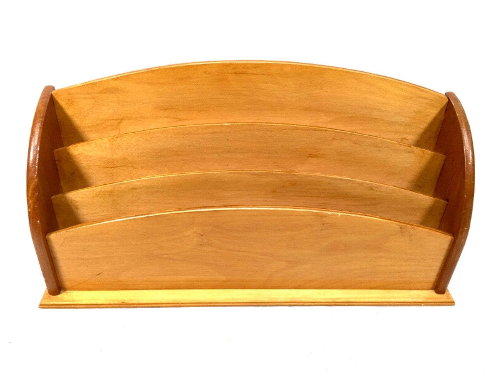 Antique Wooden Desktop Letter Rack / Stationery Holder Mid 20th Century C.1960 photo for sale