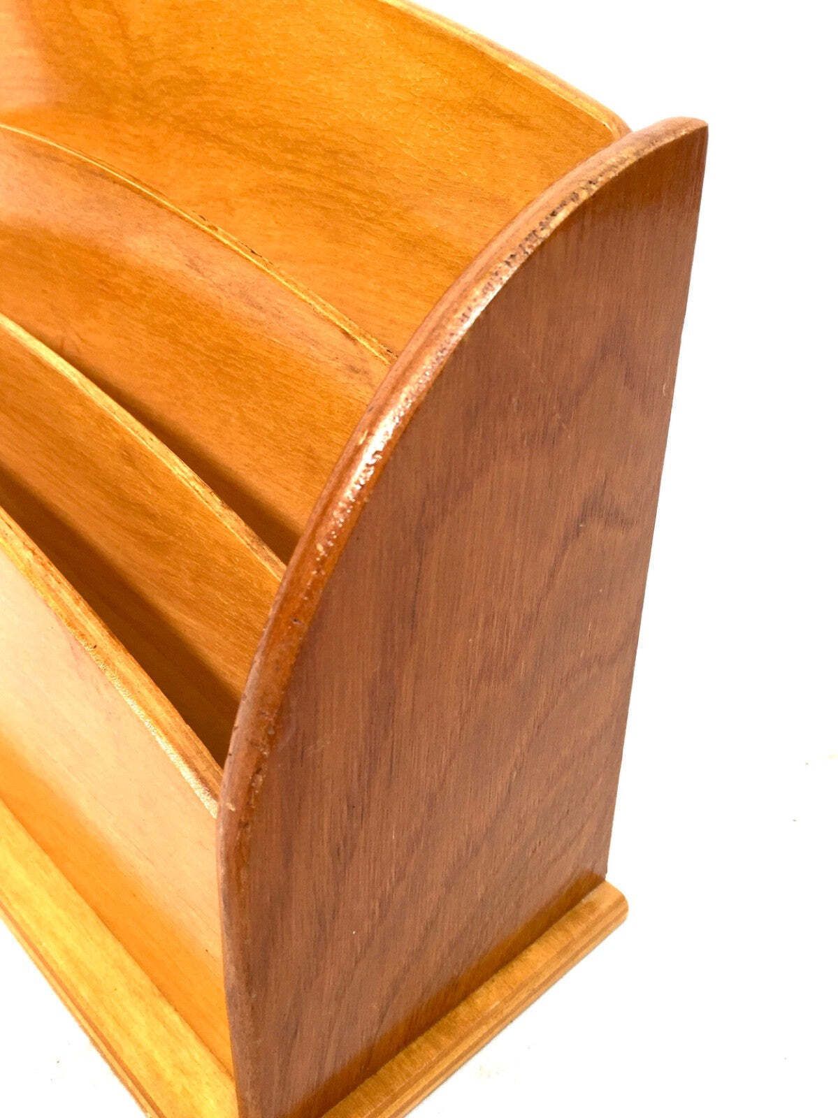 Antique Wooden Desktop Letter Rack / Stationery Holder Mid 20th Century C.1960 photo Home Decor
