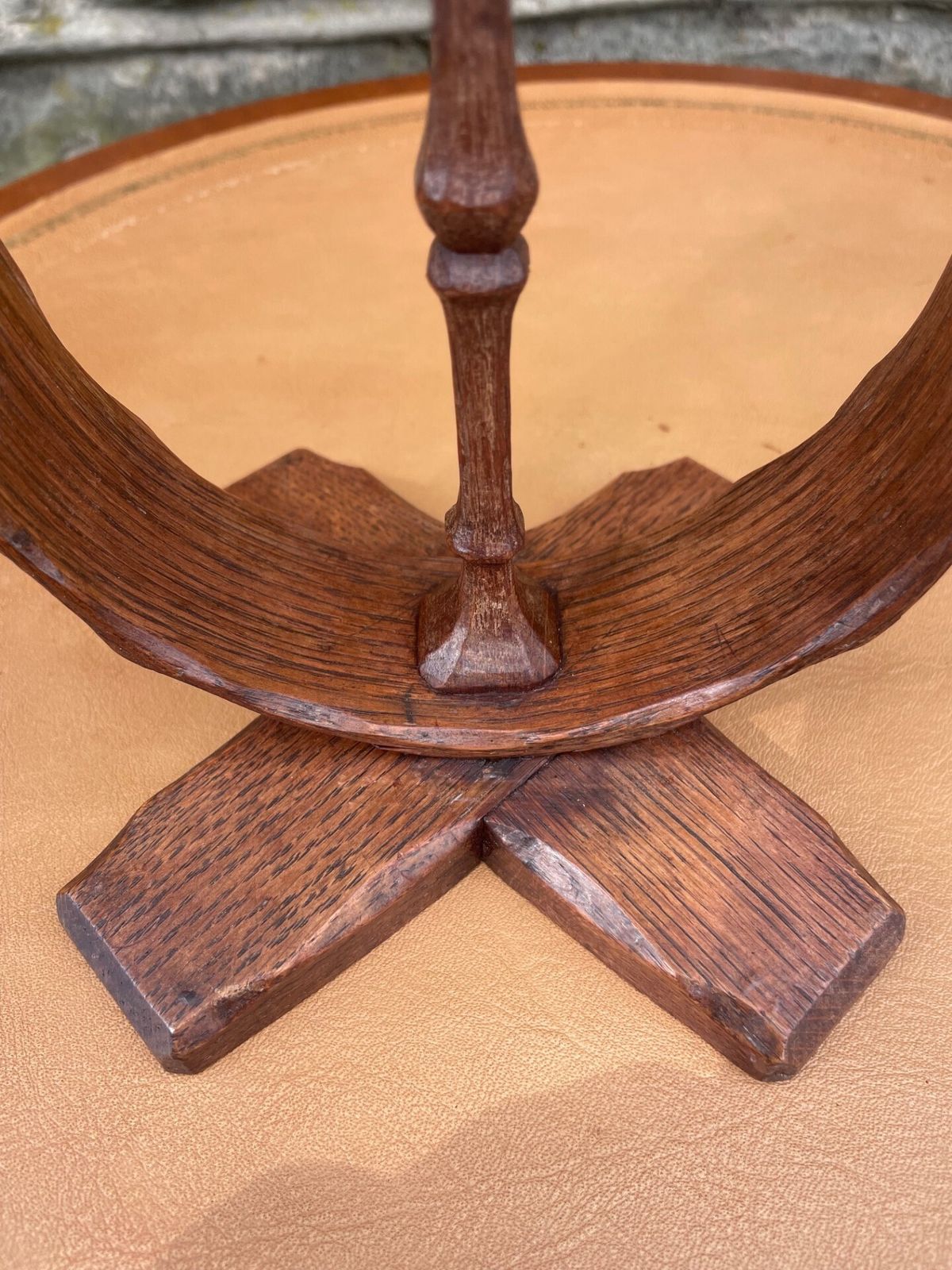 photo furniture Unusual Adzed Oak Candle Stick Manner Robert Mouseman Thompson
