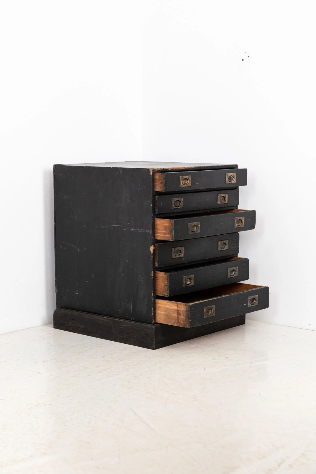 Black Painted Vintage Industrial 6 Drawer Unit