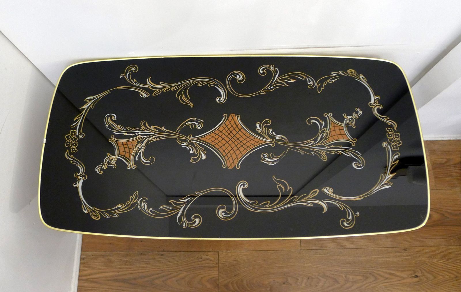 Large Coffee Table With Rococo Decor And Tapered Legs, 1960s photo furniture