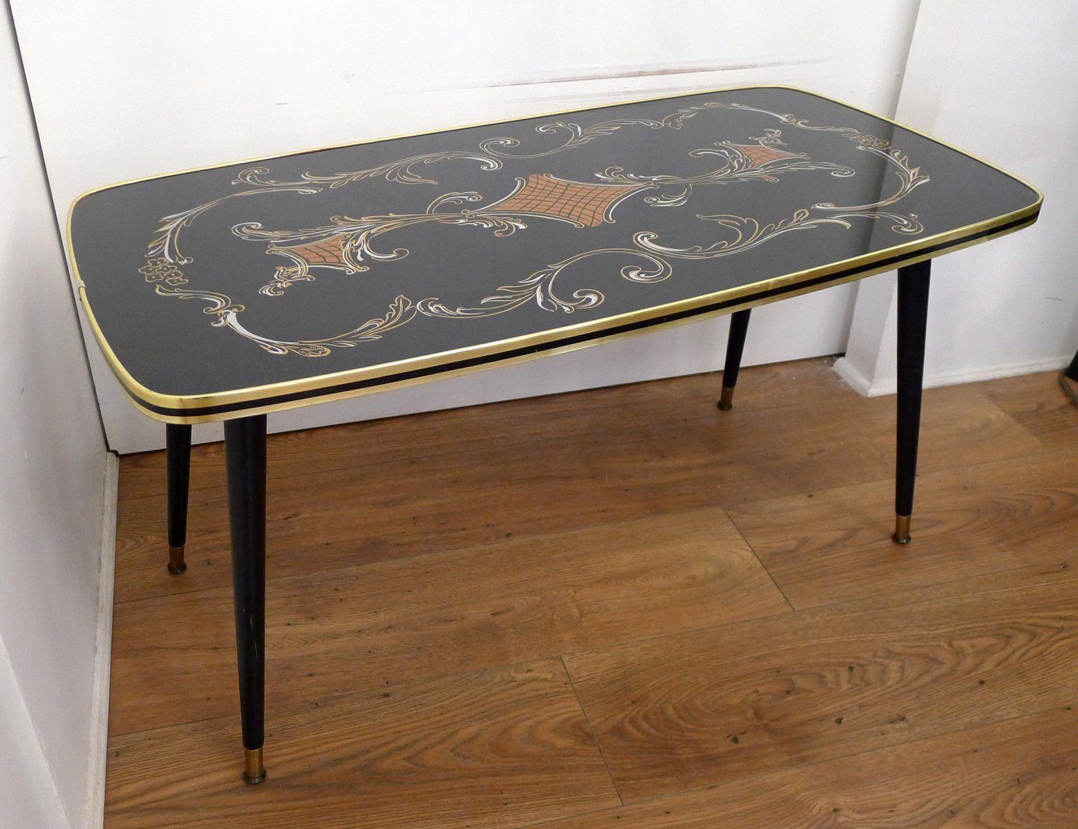 Large Coffee Table With Rococo Decor And Tapered Legs, 1960s photo for sale