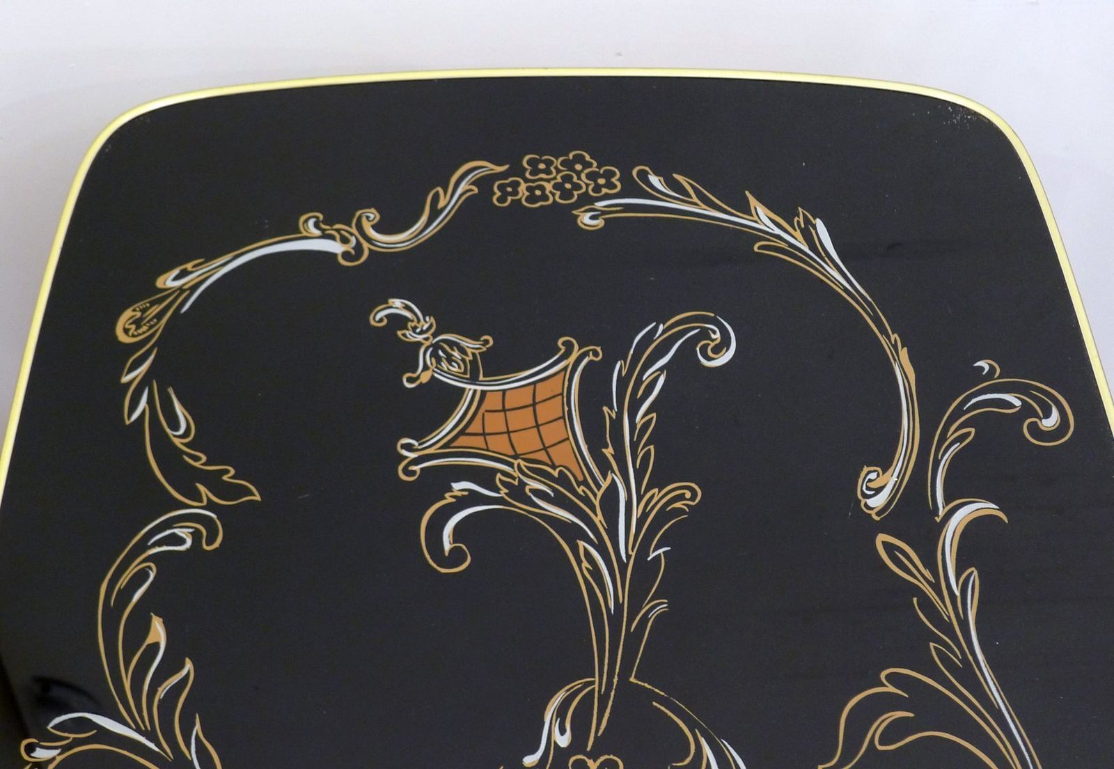 photo for sale Large Coffee Table With Rococo Decor And Tapered Legs, 1960s