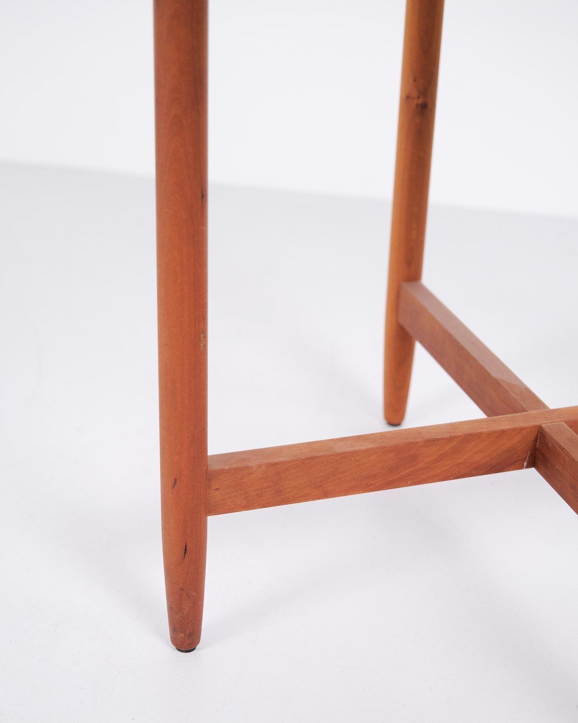 Side Table With Round Glass Top In Cherry Wood, Swedish Design In The Style Of Hans Johansson, 1960s photo 465.0