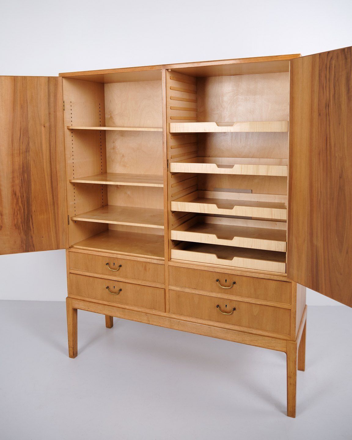 Sideboard Cabinet In Light Walnut By Ole Wanscher For A.J. Iversen, 1940s photo vintage