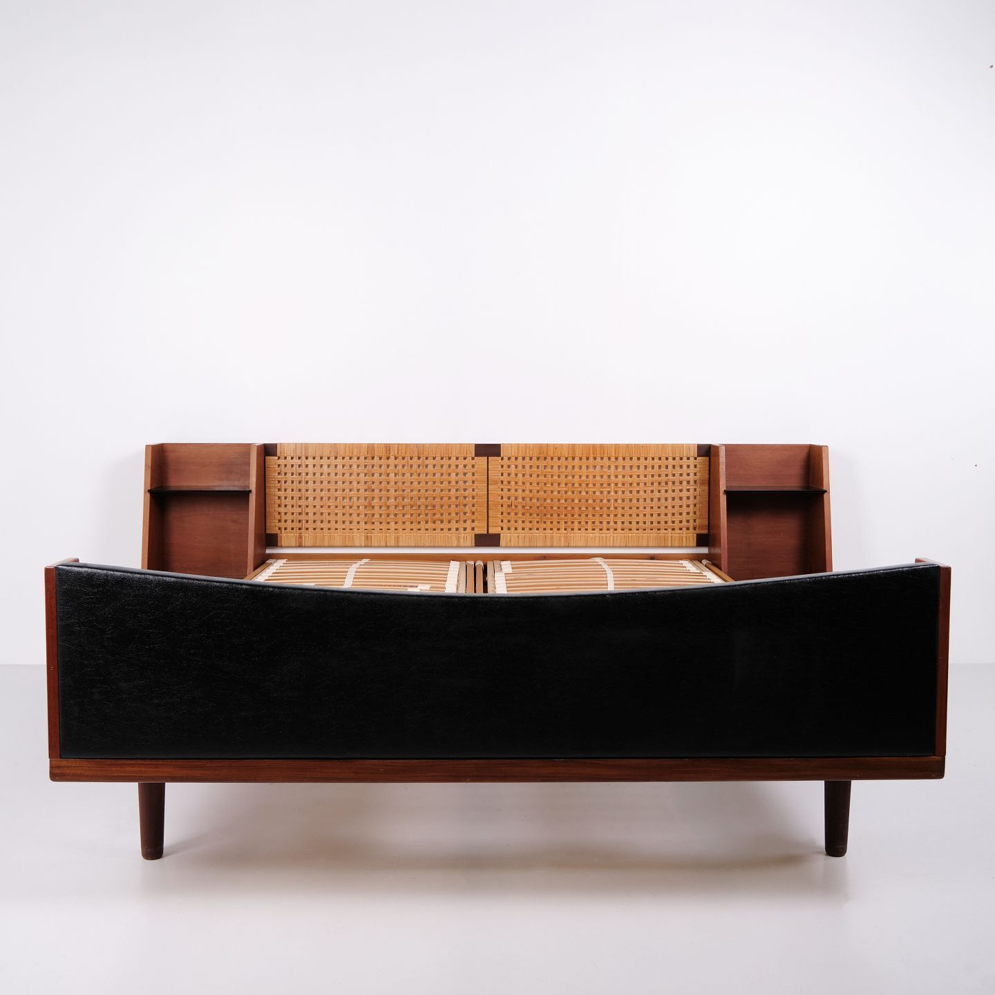 Hans J. Wegner Double Bed Model Ge 701 In Teak With Cane Weaving For Getama, 1950s