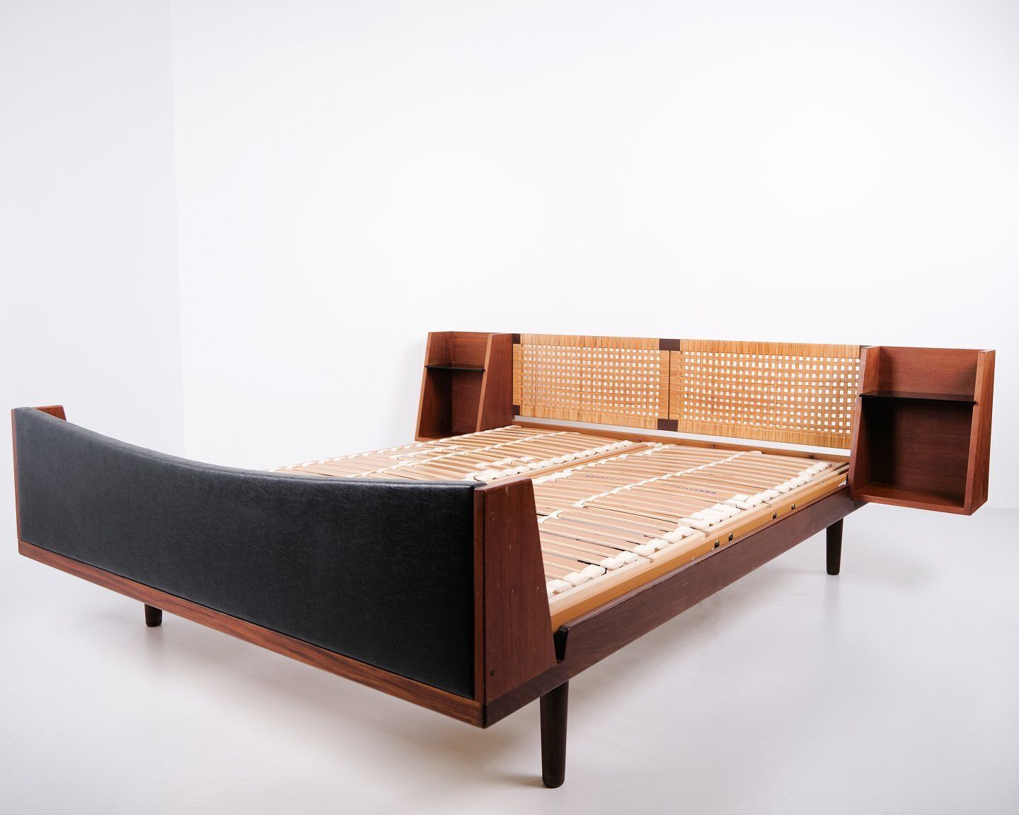 Hans J. Wegner Double Bed Model Ge 701 In Teak With Cane Weaving For Getama, 1950s photo furniture