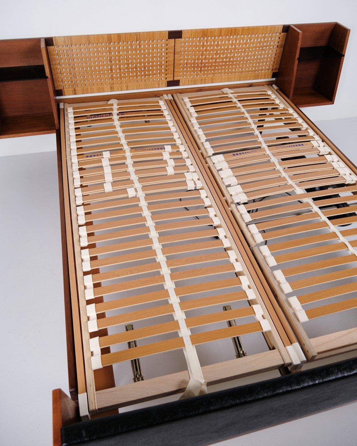 Hans J. Wegner Double Bed Model Ge 701 In Teak With Cane Weaving For Getama, 1950s photo vintage