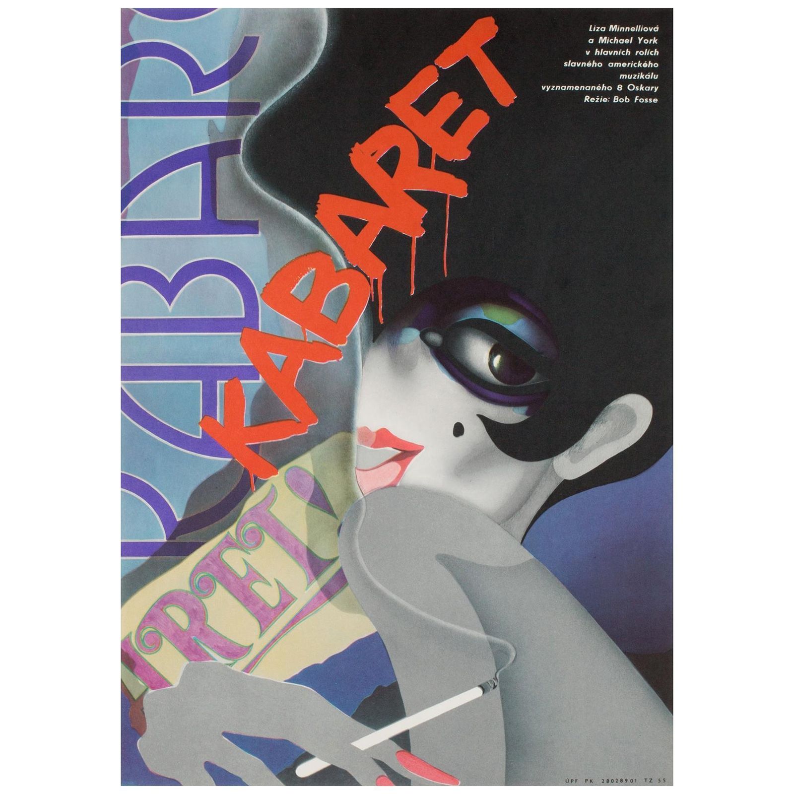 Affiche de cinéma tchèque originale pour Cabaret, Bartosova, 1975