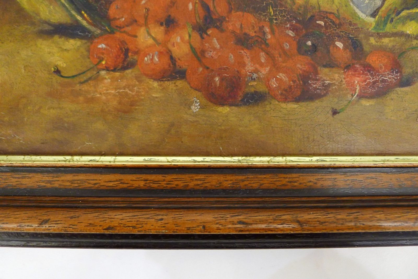 Small Still Life With Cherries And Lemon, Oil On Canvas, Early 20th Century photo vinterior