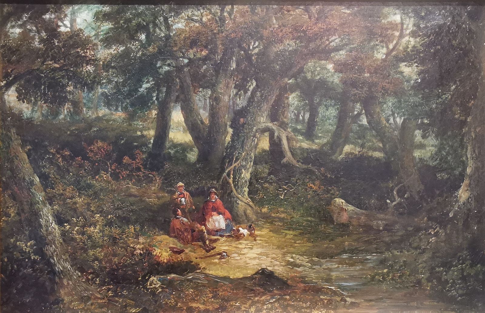 Victorian Oil On Canvas Of People Sat In A Forest  Attributed To Joseph Thors