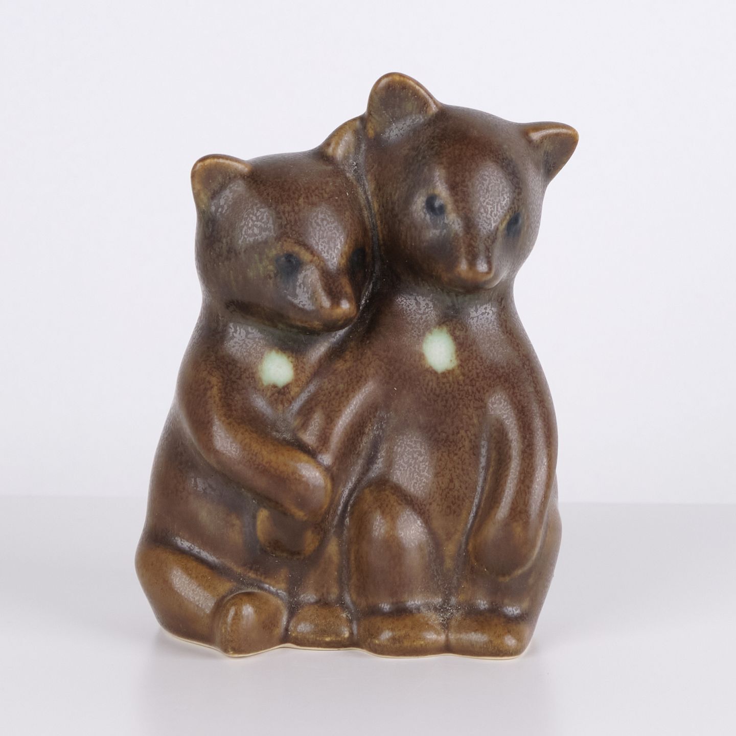 Knud Basse Pair Of Bear Figure In Brown Glazed Ceramic, Danish Design, 1960s
