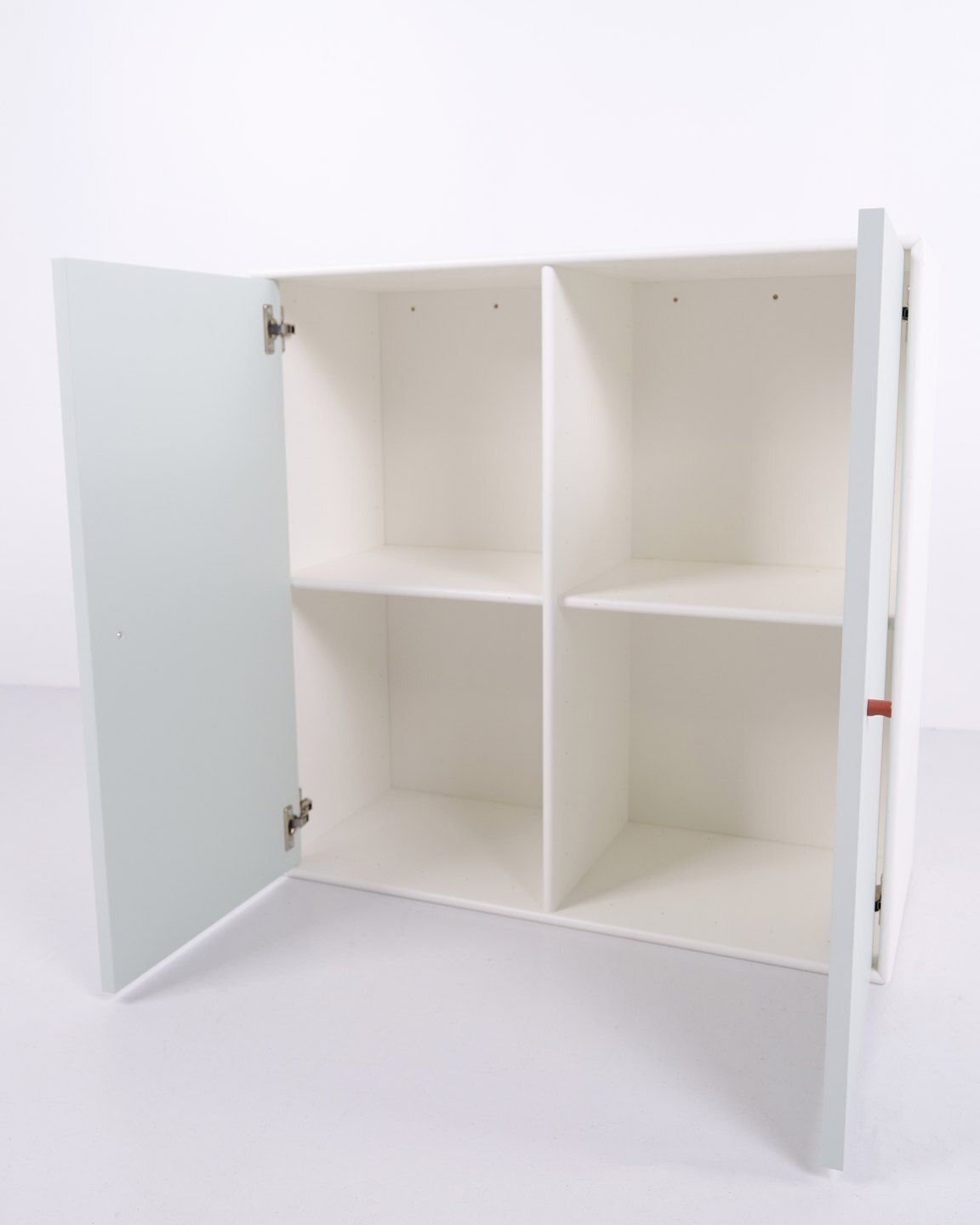 Montana Cabinet Module Model 1118 With Mint Green Doors And Brown Handles By Peter J. Lassen, 2 Pieces In Stock. photo vintage